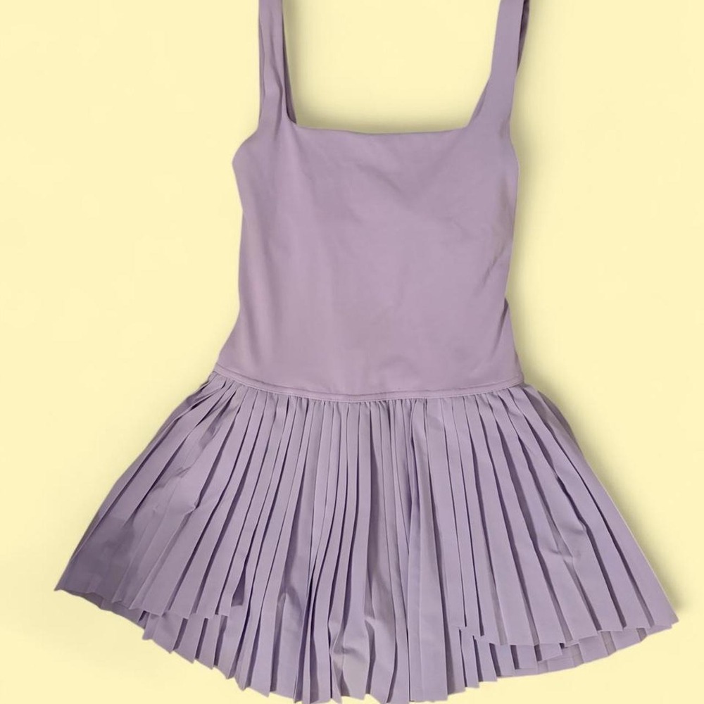 Aerie OFFLINE Lavender Pleated Activewear Dress with Shorts Purple XS